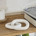 thumbnail image 2 of 9" x 2" White Marble Handmade Geometric 2 Link Chain Sculpture, by DecMode, 2 of 7