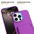 thumbnail image 4 of TECH CIRCLE for iPhone 16 Pro Max (2024 Release) 6.9" Rugged Plastic Case with Built-in Card Holder Slot (Up to 5 Cards), Built-in Makeup Mirror, Lightweight Shockproof Wallet Phone Cover, Darkpurple, 4 of 7