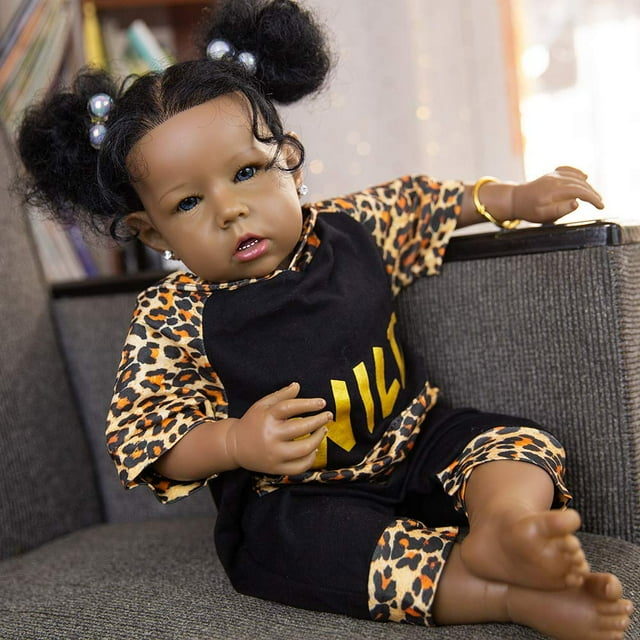 Muñeca Reborn Rebornova, negra, afroamericana, 51 cm