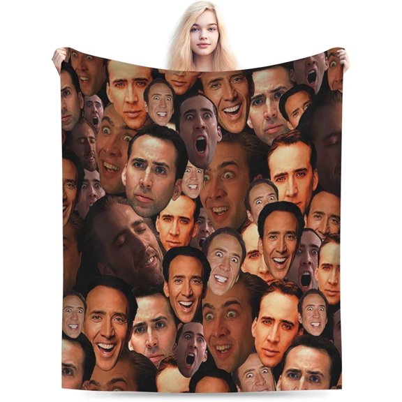 Nicolas Cage Blanket Soft and Warm Lightweight Fluffy Throws Blankets Rug Carpet Gift for Beach Yoga Bedroom Living Room Decoration Sofa Camping Trip Dorm Decor All Season