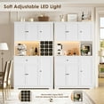 thumbnail image 3 of Hiphuta 71" Kitchen Pantry with 7-Color LED Light and Charging Station, Tall Pantry Cabinet with Microwave Stand, Modern Freestanding Hutch with Storage Drawer for Dining Room, White, 3 of 8