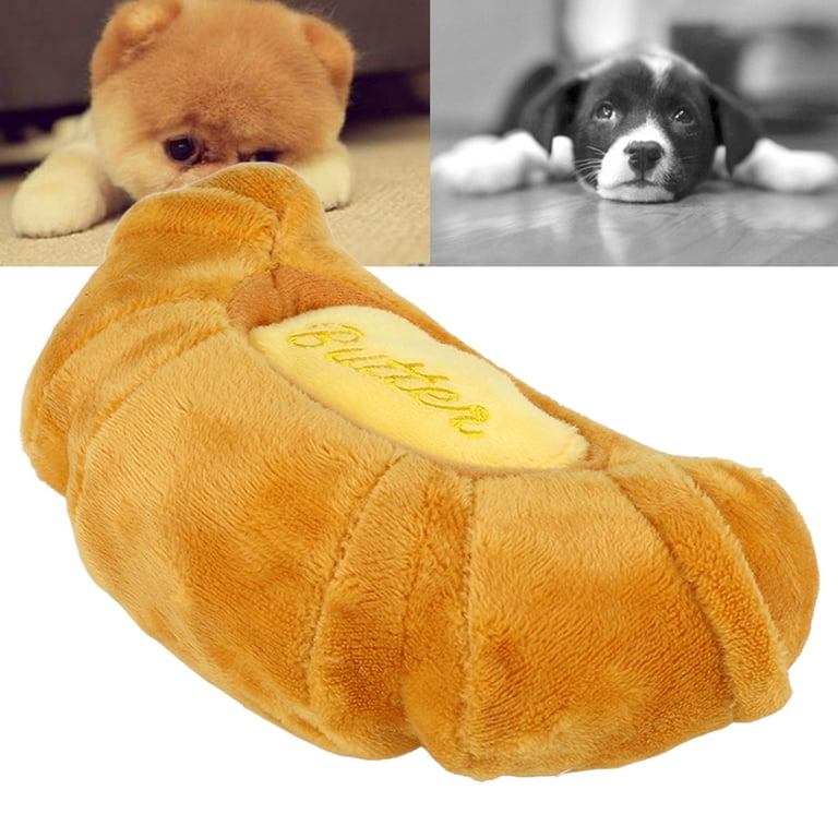 Zaqw Croissant Stuffed Toys,Croissant Plush Dog Toys Funny Interactive Dogs  Chew Squeak Toys For Dogs Puppies Cats Kittens,Dogs Chew Squeak Toys