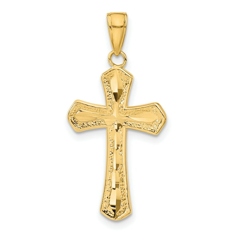 Diamond cut sale gold cross pendant