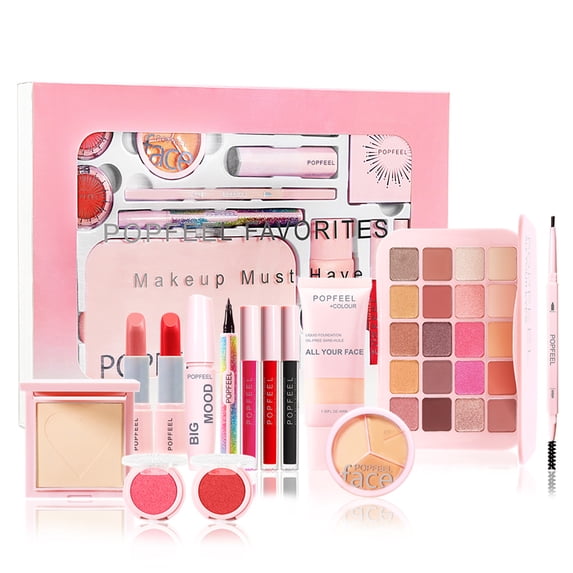 FantasyDay All-in-one Makeup Set Holiday Gift Surprise | Full Makeup Kit for Women Essential Starter Bundle Include Eyeshadow Palette Lipstick Blush Concealer Face Powder Eyeliner Mascara Soft Brush