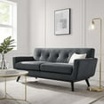 thumbnail image 2 of Loveseat Sofa, Charcoal Grey Gray, Fabric, Modern Contemporary, Mid Century Living Hotel Lounge Cafe Lobby, 2 of 8