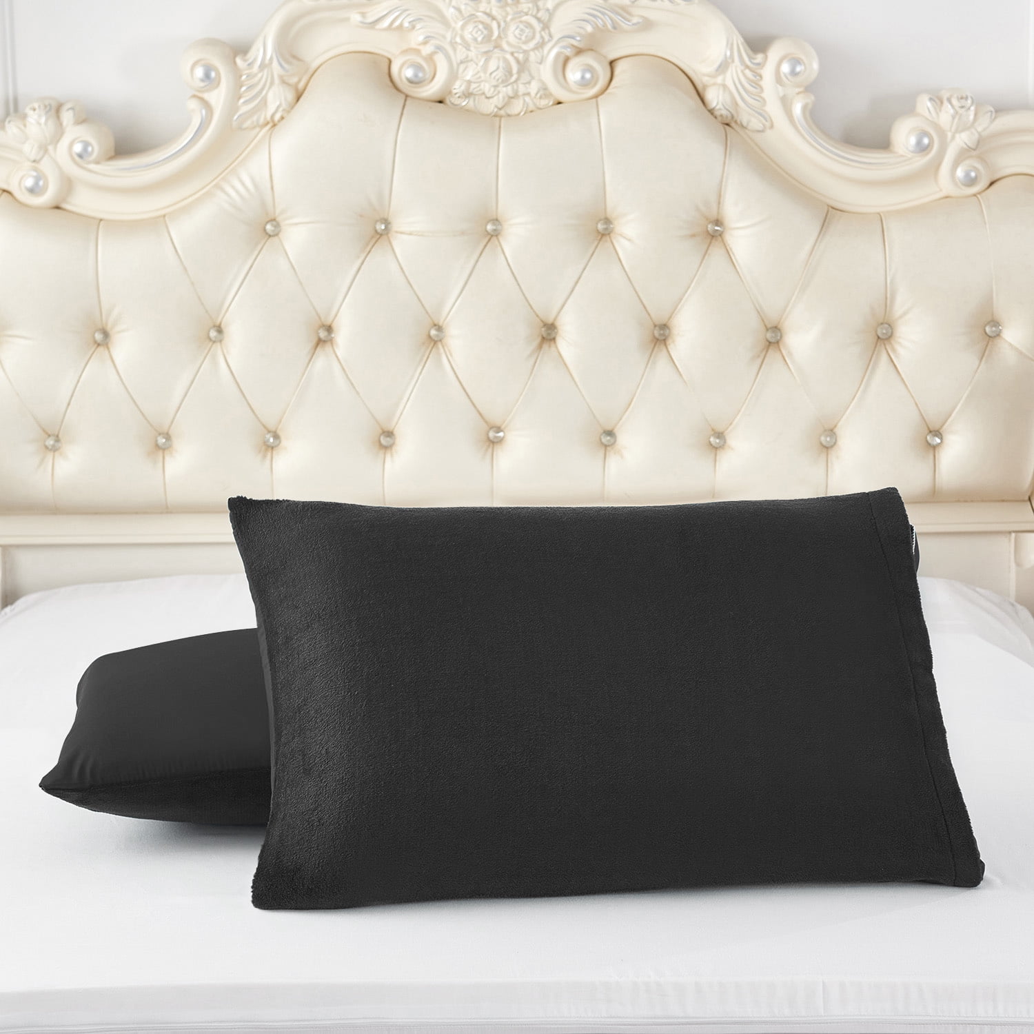 JML Sherpa Fleece Bed Blankets, Black Thick Warm Borrego King Blanket for Bed, 79"x91"