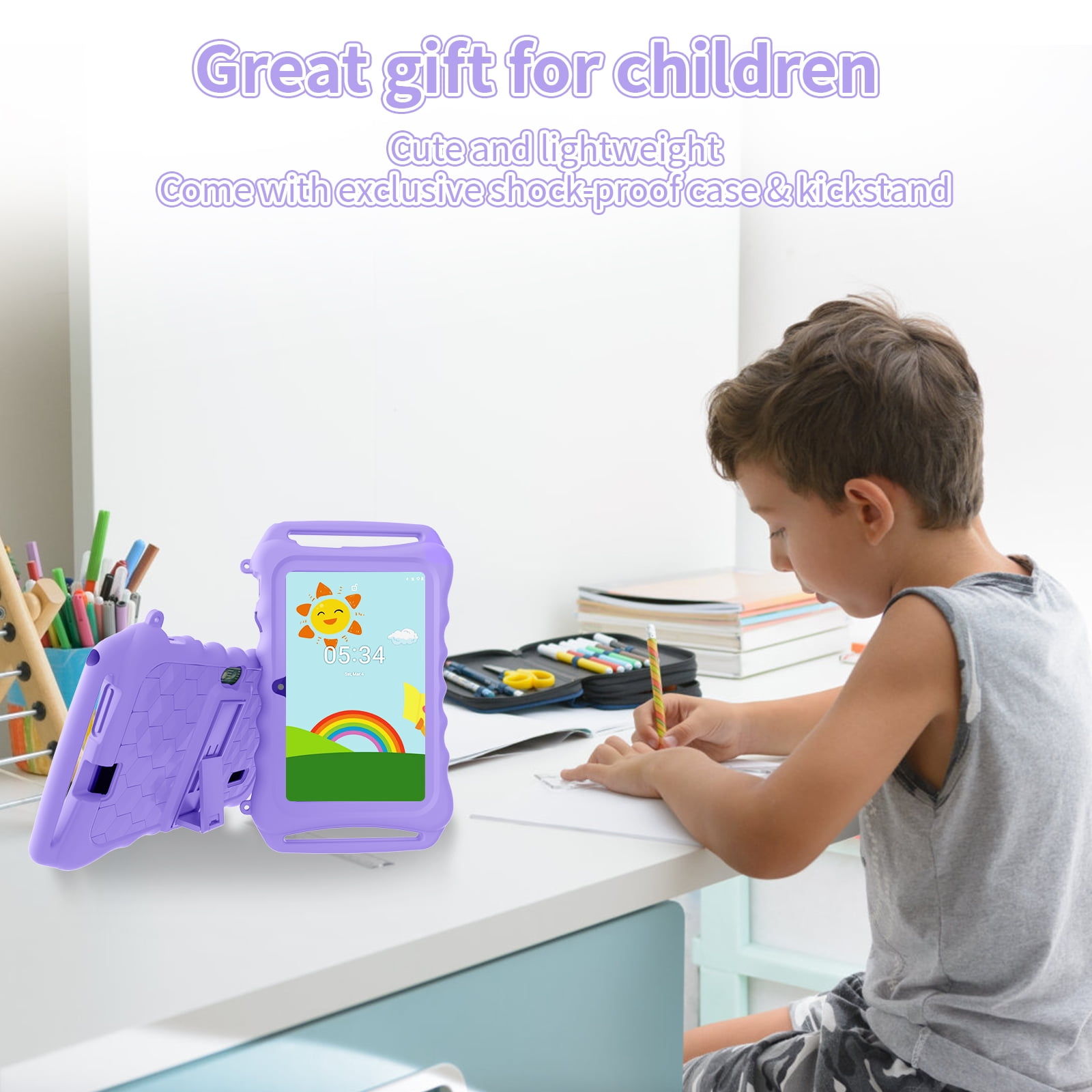 Android 11 Kids Tablet 7-inch 32GB Google Play KidTablet iWawa APP Pre-loaded with kidproof box Learning Education Netflix Youtube