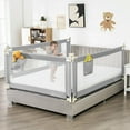 thumbnail image 2 of Gymax 57'' Bed Rails for Toddlers Vertical Lifting Baby Bed Rail Guard with Lock Grey, 2 of 10