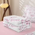thumbnail image 5 of Manfei Kawaii Dachshund Zipper Twin Comforter Sets with Fitted Sheet and 2 Pillowcases, Simple Bone Print Zipper Bedding Set, White Magenta, Pink Reversible, 4-Piece, 5 of 7