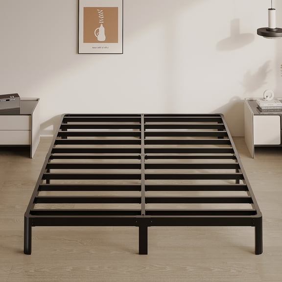 Bedofmine 9" King Size Bed Frame with Storage, No Box Spring, Heavy Duty, Rounded Corners, Easy Assembly, Black