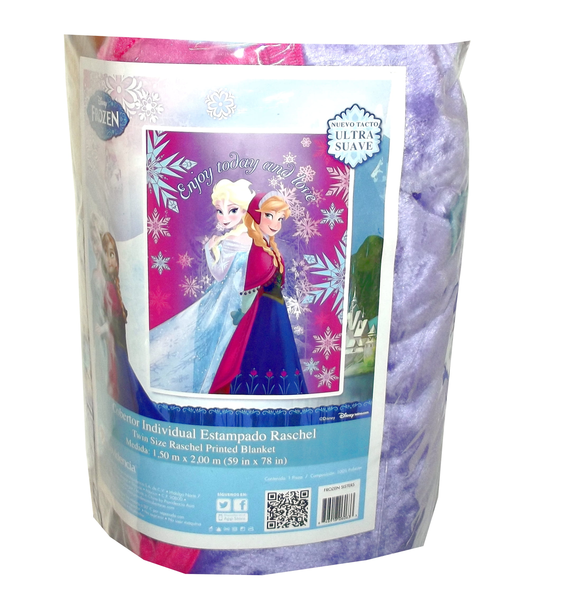 Disney's Frozen Anna and Elsa "Enjoy Today and Love" Twin Size Raschel