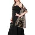 thumbnail image 3 of MYG Long Sparkly Sequin Sheer Tulle Lace Embroidery Shawl Wrap Scarf Evening Wedding, 3 of 9