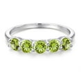 thumbnail image 3 of Gem Stone King 925 Sterling Silver Green Peridot 5 Stone Band Ring for Women (1.50 Cttw, Gemstone Birthstone, Available in Size 5, 6, 7, 8, 9), 3 of 6