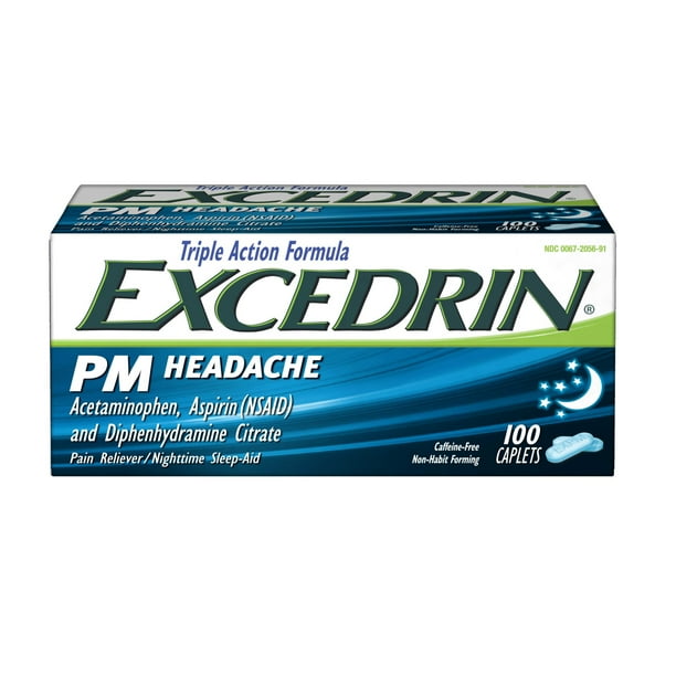 Excedrin Pm Headache Medicine and Sleep Aid Acetaminophen Aspirin
