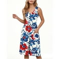thumbnail image 4 of LOVZFMLL Summer Casual Dresses for Women 2025 Beach Sleeveless V Neck Floral Print Tank Loose Sundresses with Pockets Navy A XL, 4 of 9