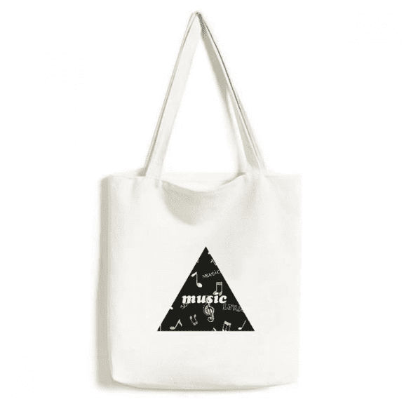 White Music Lyrics And Notes Black Tote Canvas Bag Shopping Satchel Casual Handbag