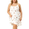 thumbnail image 2 of Vestido de dormir de talgrande pamujer Cami Fruit Ruffle Dobladillo por encide rodilCamisón blanco 3X, 2 of 7