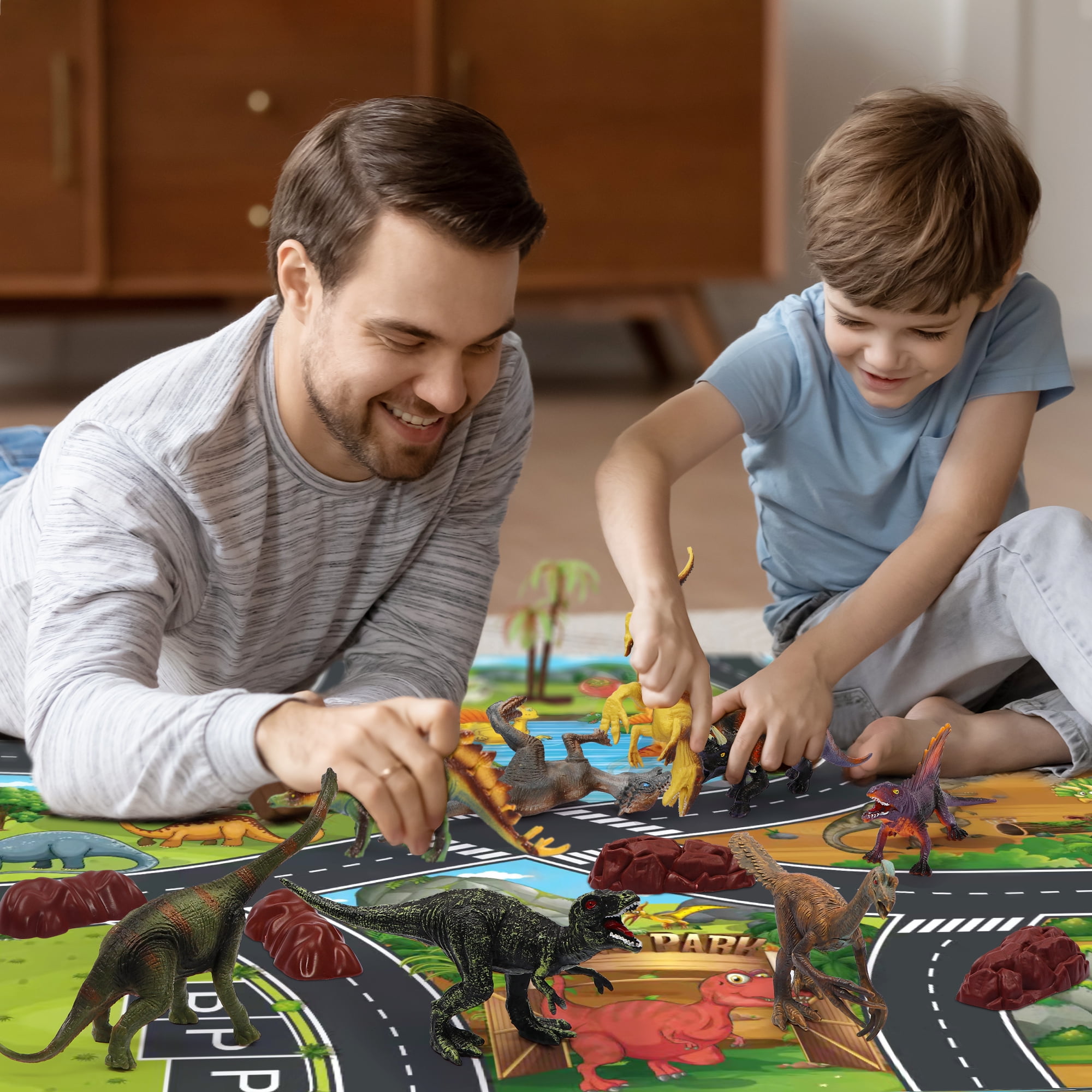 Beefunni Dinosaur Toys with 12 Dinosaur Figures,Educational Realistic Dinosaur Play Set Including Play Mat, Gift for Boys Girls Age 3-12