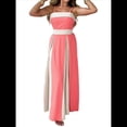 thumbnail image 3 of Vestido con Tirantes Finos y Colores Contrastantes para Mujer, Elegante, de Cintura Alta y con Aberturas Laterales. Melocotón L, 3 of 7