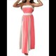 thumbnail image 3 of Vestido con Tirantes Finos y Colores Contrastantes para Mujer, Elegante, de Cintura Alta y con Aberturas Laterales. Melocotón S, 3 of 7