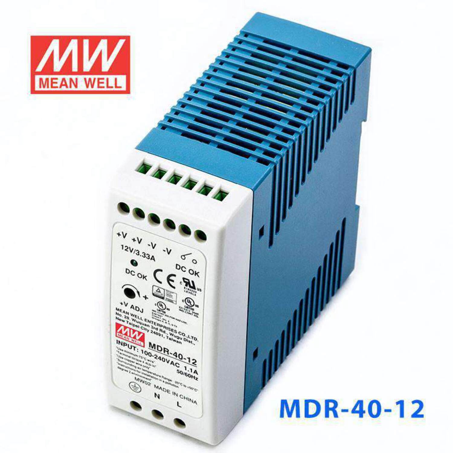 Mean Well MDR-40-12 Single Output Industrial Power Supply 40W 12V - DIN Rail