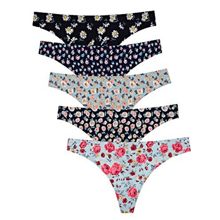 

JUSTUP Seamless Thongs for Women No Show Thong Underwear Women 5 Pack XS