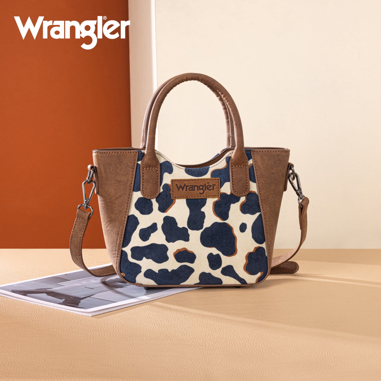 Wrangler Small Crossbody Bags for Women Designer Top-Handle Crossbody Handbag, Brown