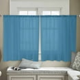 thumbnail image 4 of Blue Semi Sheer Curtains 45 Inch Length 2 Panels Set, Modern Pure Wave Ride Sheer Kitchen Curtain Privacy Voile Window Curtain for Living Room Bedroom Rod Pocket Drapes, 4 of 7