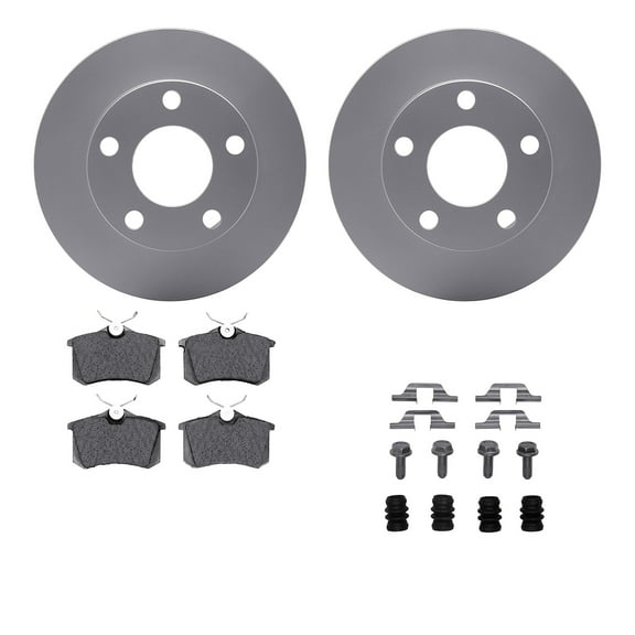 Dynamic Friction Company Rear Geospec Brake Rotors with 5000 Euro Ceramic Brake Pads includes Hardware 4612-73004