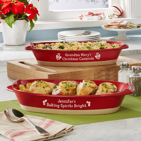 Italian Christmas Breakfast Casserole Personalized Baking Spirits Bright Casserole Dish - Available in 2 Designs ()