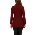 thumbnail image 3 of INSPIRE CHIC Women's Peter Pan Collar Double Breasted Winter Long Trench Pea Coat 2XL Dark Red, 3 of 6
