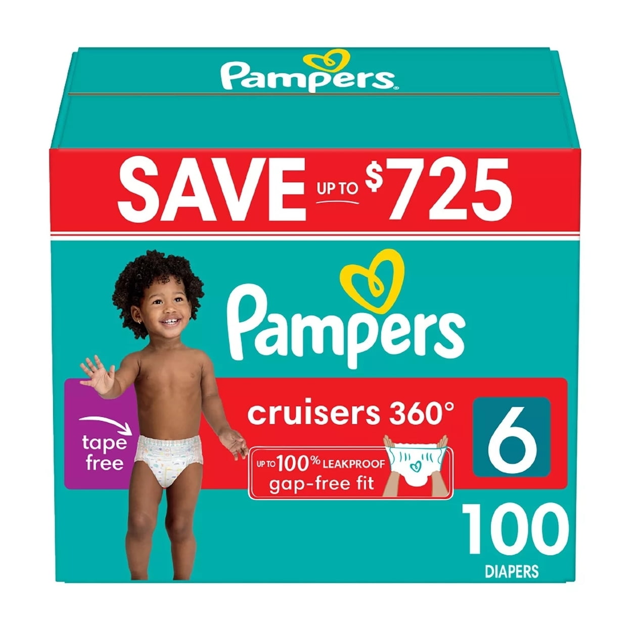 Pampers Cruisers 360 Diapers Gap-Free Fit Size 6 (35+ Pounds) 100 Count
