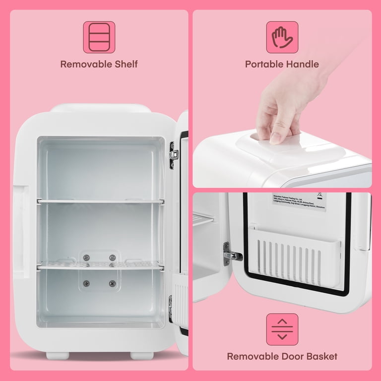 5 L Mini Fridge for Dorm, Small Bedroom Refrigerator Led Mirror