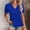 *Blue, variant on Women's Floral Embroidered Lace Top, Crochet Eyelet Dressy Feminine Summer Tee, Hollow Out, V-Neck, Short Sleeves, Loose Fit Summer Tops Lace Crochet Crewneck Elegant Work Blouses Red Xl