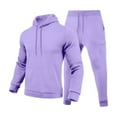 thumbnail image 4 of Men's 2 Piece Outfits Sweatsuit Long Sleeve Pullover Hoodie Athletic Jogging Cargo Pants Casual Tracksuit with Pockets (3XL, Purple), 4 of 5
