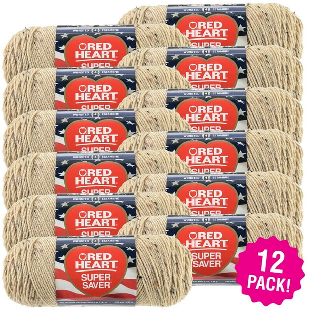 Red Heart Super Saver Yarn Buff Fleck, Multipack of 12