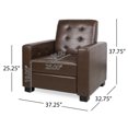thumbnail image 4 of GDF Studio Langseth Contemporary Tufted Pushback Recliner, Dark Brown Faux Leather and Dark Brown, 4 of 13