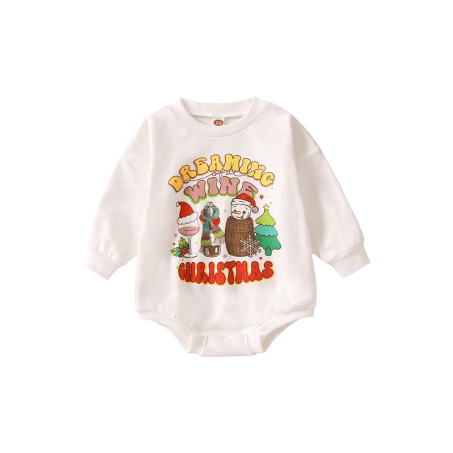 Faithtur Barboteuse de Noël pour Bébés Filles Garçons Imprimé Cactus Col Rond Manches Longues Combinaisons Automne Hiver