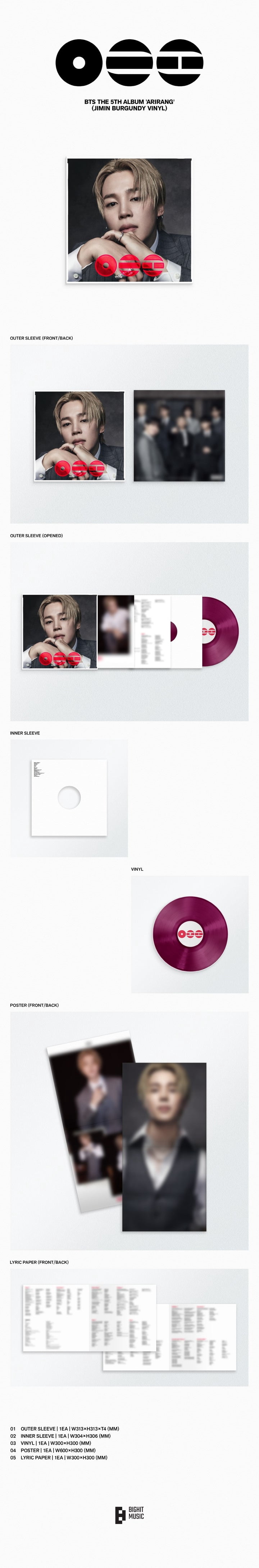 BTS - [ARIRANG] 5th Album STANDARD VINYL JIN PINK Version