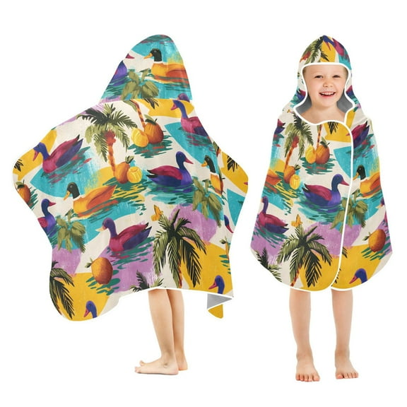 joogoo Duck Palm Trees Kids Hooded Beach Towel Baby Bath Towel 23.5"x50"