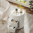 thumbnail image 4 of Tribesigns Fully-Assembled Nightstand with 3 Drawers, Modern White End Table with Gold Handles, Round Bedside Table Night Stand for Bedroom, 4 of 8