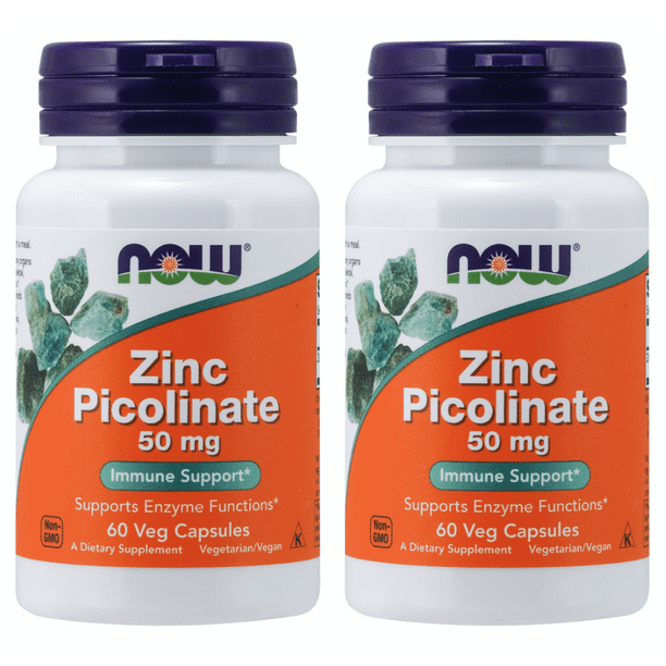 Now Foods - ZINC PICOLINATE, 50mg, 60 Vegetable Capsules - 2 Packs