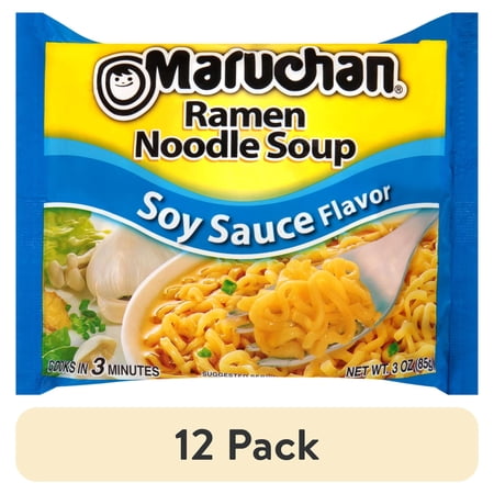 (12 pack) Maruchan Ramen Noodle Soup, Soy Sauce Flavor Instant Noodles, 3 oz
