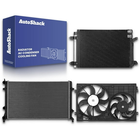 Autoshack Radiator with AC Condenser & Cooling Fan Assembly for 2011-2014 VW Jetta 2012-2014 Beetle 2.0L 2.5L FWD RKPKG0300216