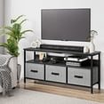 thumbnail image 4 of Bedroom TV Cabinet,55 Inch Bedroom TV Dresser, Media Console Table with 3 Fabric Drawers and Open Storage Shelves, Entertainment Center, Hallway Furniture Cabinet, 4 of 9