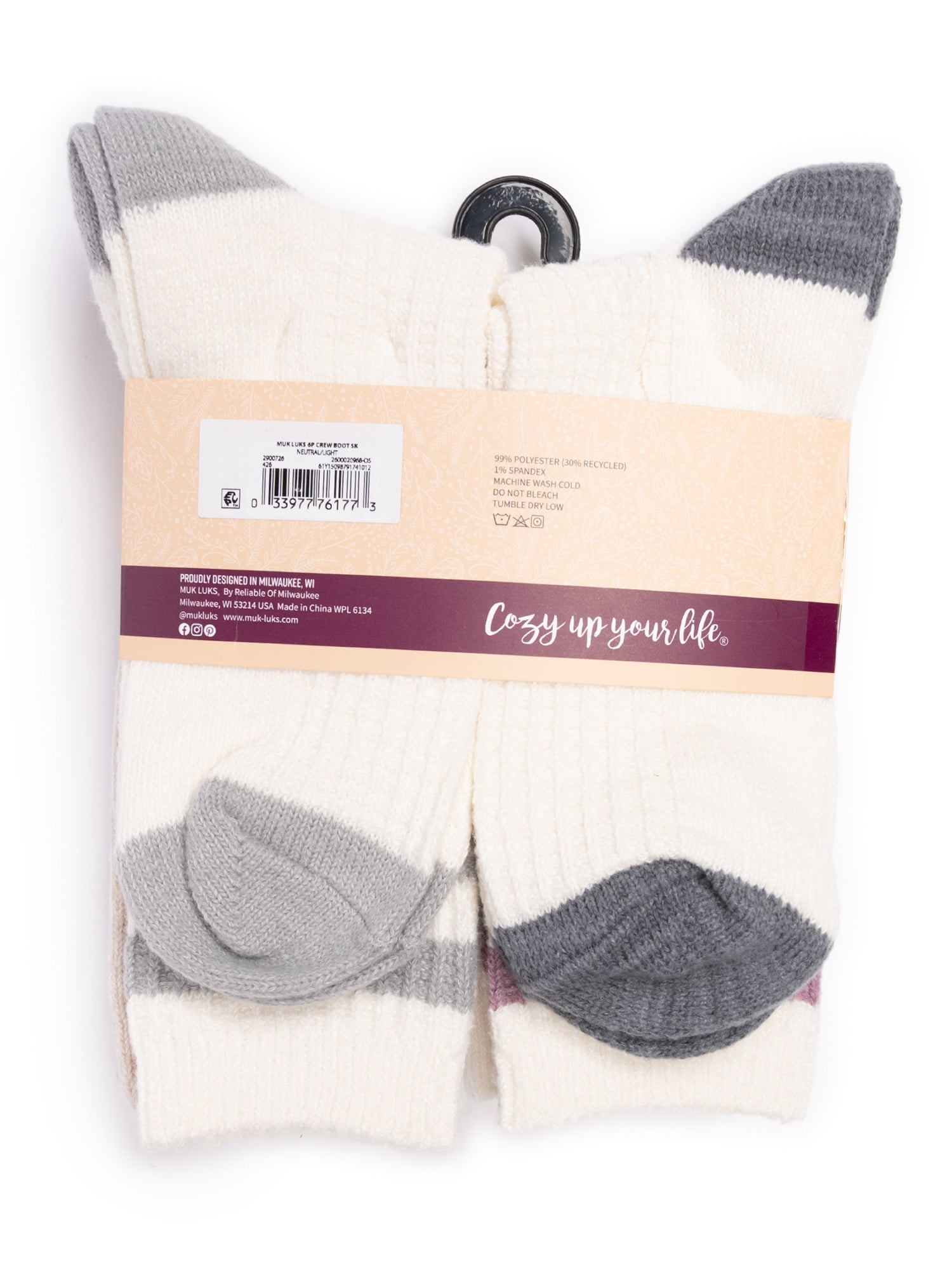 MUK LUKS Women's Fluffy Dream Crew Socks, 6-Pack, One Size