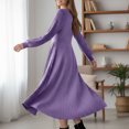 thumbnail image 7 of Tdoqot Womens Wedding Guest Dresses- Casual Elegant Ribbed Knit Crewneck Long Sleeve Spring Maxi Dresses Purple Size XL, 7 of 7