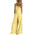 thumbnail image 1 of Innerwin Combinaison Longue Imprimée Florale pour Femmes Pantalon Large Été Sans Manches Ample une Pièce Jaune 4TG, 1 of 2