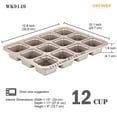 thumbnail image 3 of CHEFMADE Brownie Cake Pan, 12-Cavity Non-Stick Square Muffin Pan Blondie Bakeware for Oven Baking (Champagne Gold), 3 of 8