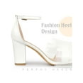 thumbnail image 4 of BLISSFUL STEP Women's Strappy Bow Tie Block High Ankle Heel Sandals White 6.5, 4 of 6